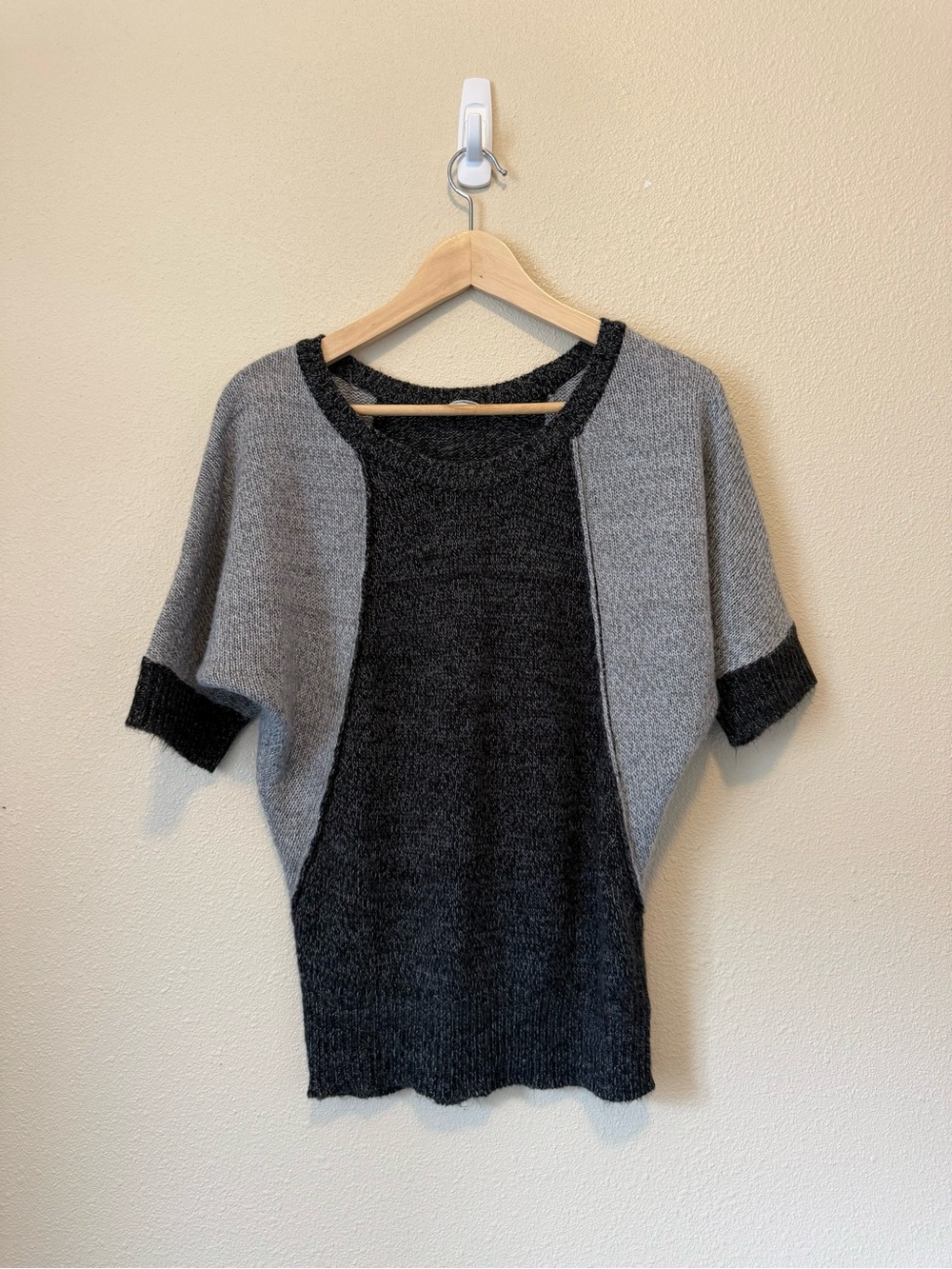 Gray Color Block Batwing Sweater